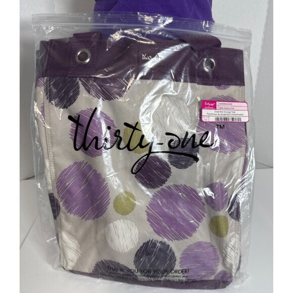 Thirty-One Essential Storage Tote Purple Sketchy Dot Design - Picture 3 of 4